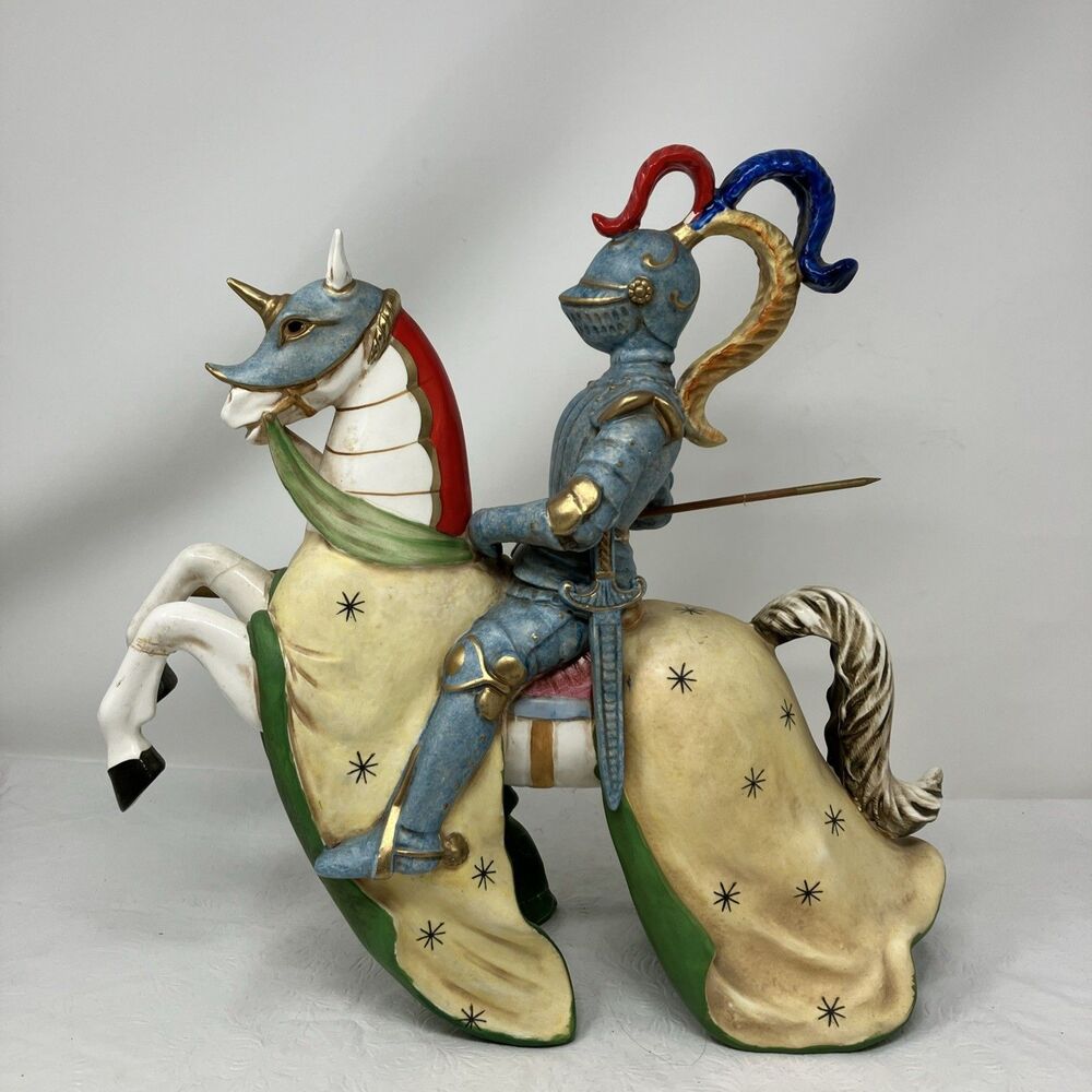 Andrea by Sadek Porcelain Jousting Knight Horse Figurine REPAIRED FLAWS Medieval